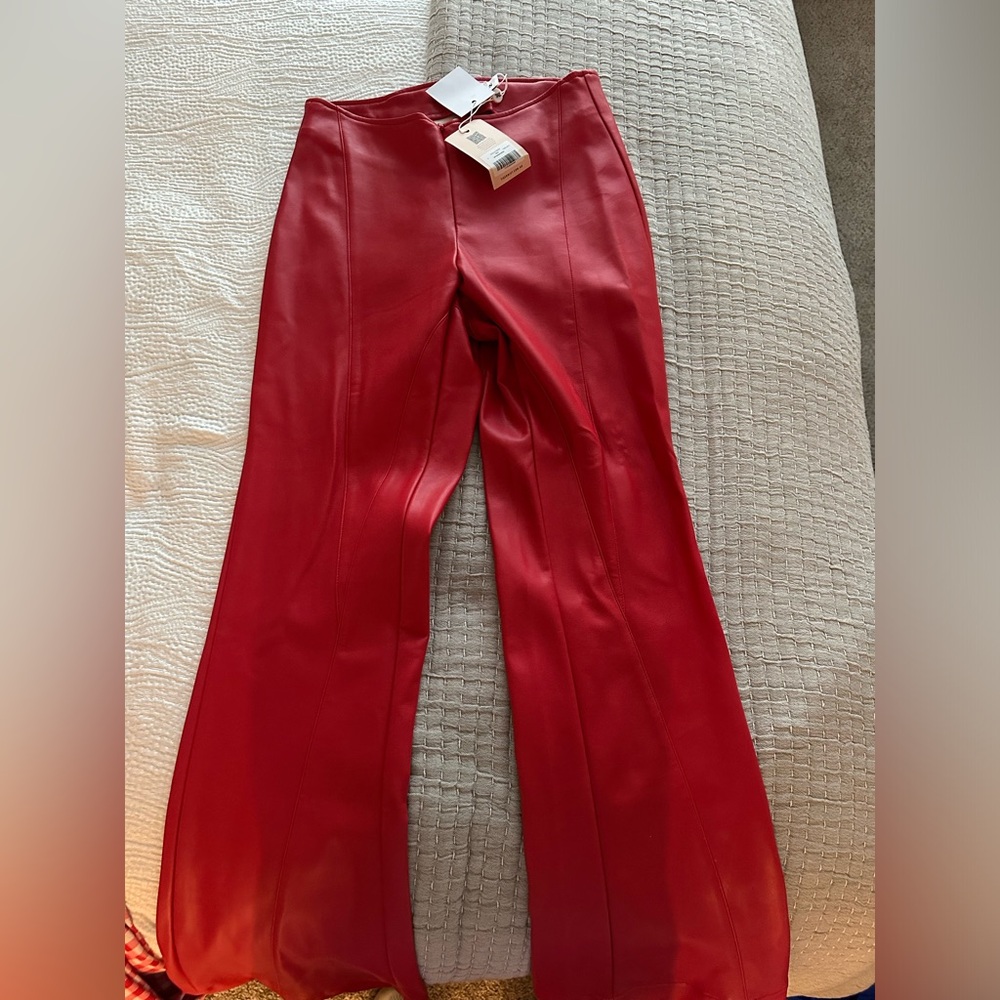 Tiger mist leather flare leg pants